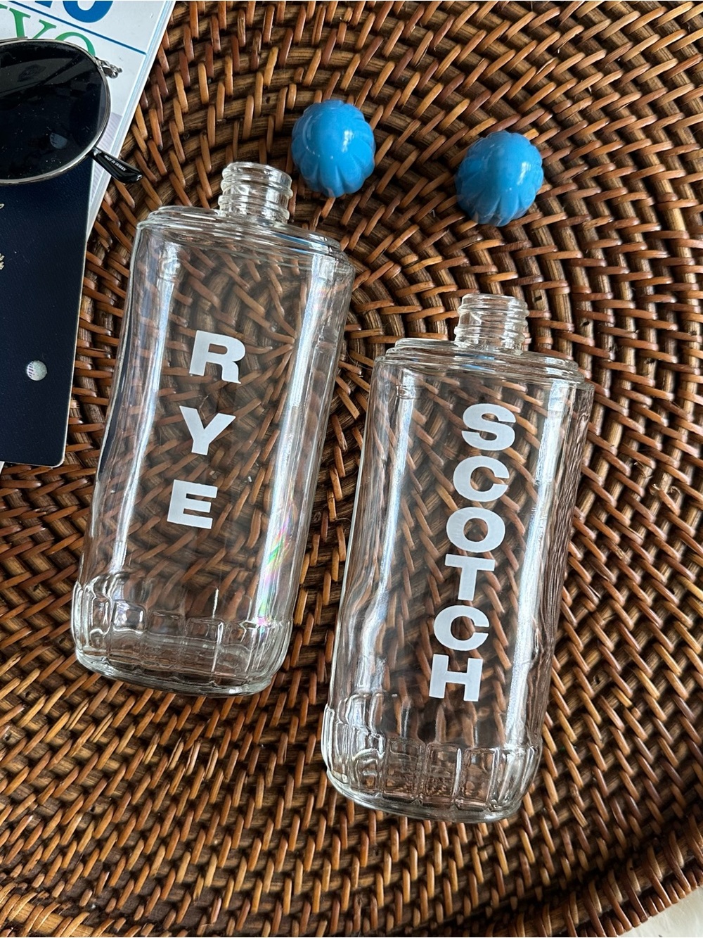 Vintage Glass “Rye” and “Scotch” Midcentury with Lids - Picture 3 of 5